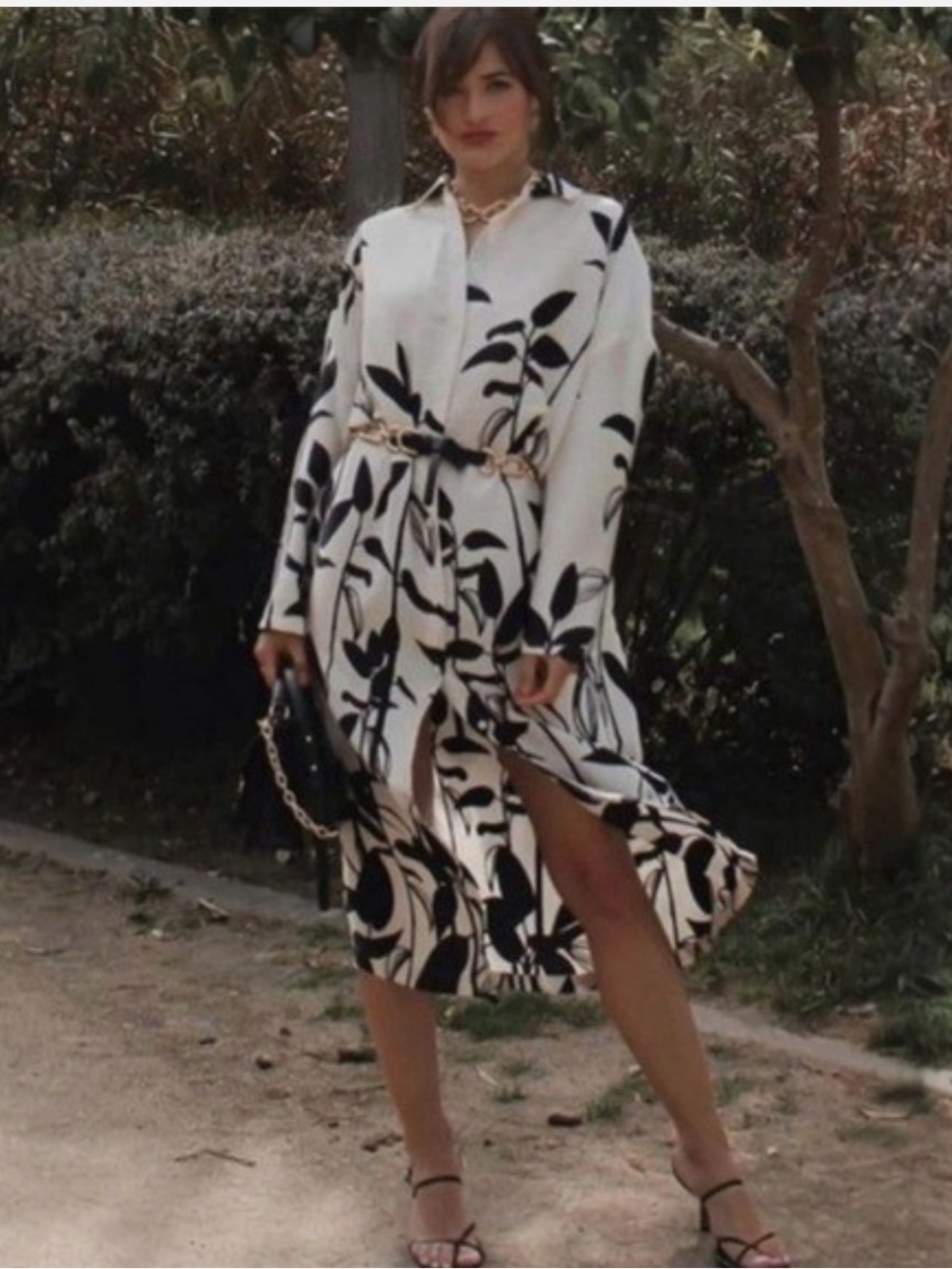 Zara Oversized Printed Midi Shirt Dress
